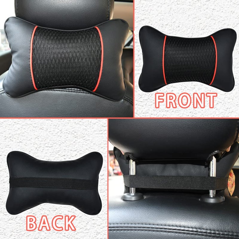 VVHOOY Car Neck Pillow 2 PCS,Universal Soft Breathable Leather Car Neck Pillow Comfortable Head Neck Rest Support Cervical Pillow for Travel Car Seat Driving & Home - Image 3